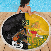 Aotearoa New Zealand And Australia Basketball Custom Beach Blanket Maori Tribal Tattoo And Aboriginal Dot Art Heritage LT03 - Polynesian Pride