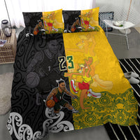 Aotearoa New Zealand And Australia Basketball Custom Bedding Set Maori Tribal Tattoo And Aboriginal Dot Art Heritage LT03 - Polynesian Pride