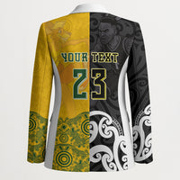Aotearoa New Zealand And Australia Basketball Custom Blazer Maori Tribal Tattoo And Aboriginal Dot Art Heritage LT03 - Polynesian Pride