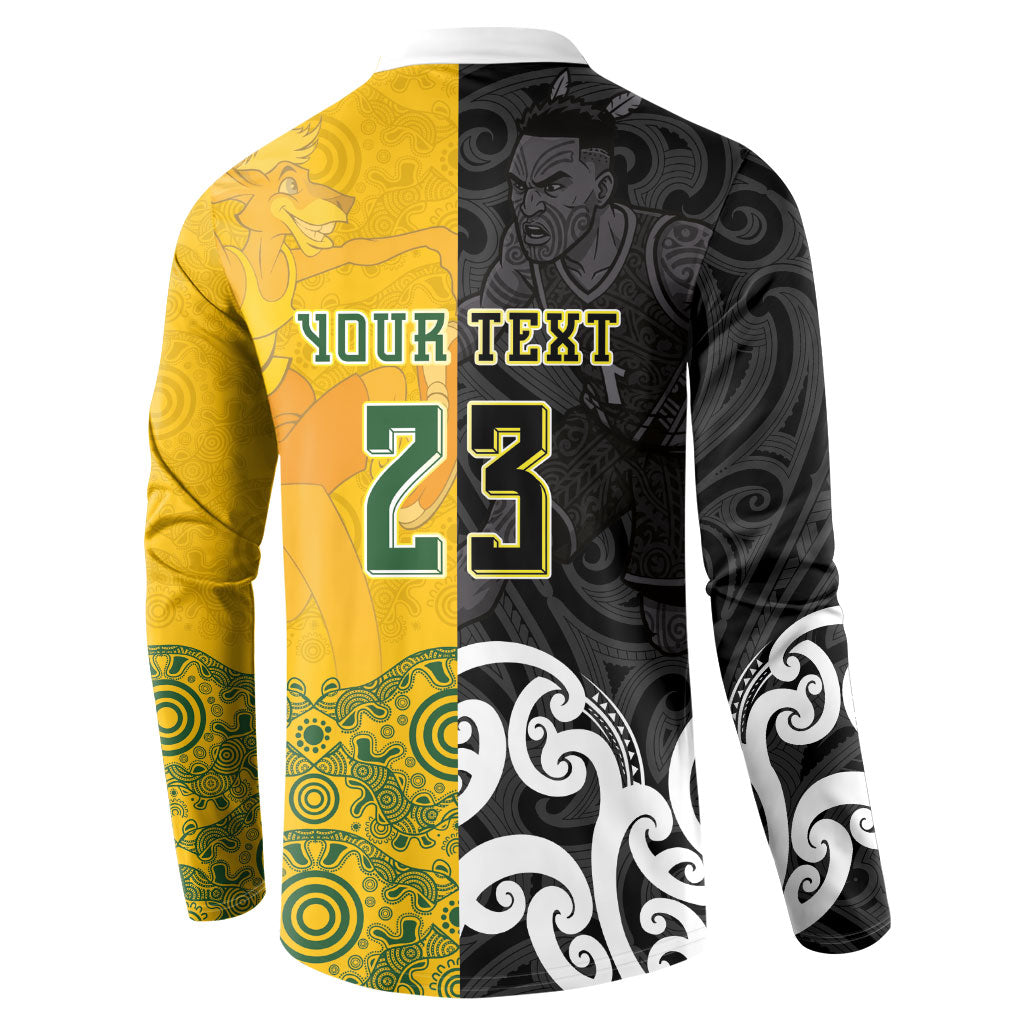Aotearoa New Zealand And Australia Basketball Custom Button Sweatshirt Maori Tribal Tattoo And Aboriginal Dot Art Heritage LT03 - Polynesian Pride