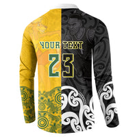 Aotearoa New Zealand And Australia Basketball Custom Button Sweatshirt Maori Tribal Tattoo And Aboriginal Dot Art Heritage LT03 - Polynesian Pride