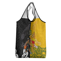 Aotearoa New Zealand And Australia Basketball Custom Grocery Bag Maori Tribal Tattoo And Aboriginal Dot Art Heritage LT03 - Polynesian Pride