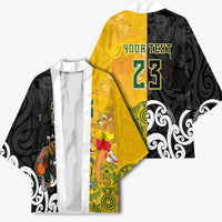 Aotearoa New Zealand And Australia Basketball Custom Kimono Maori Tribal Tattoo And Aboriginal Dot Art Heritage LT03 - Polynesian Pride