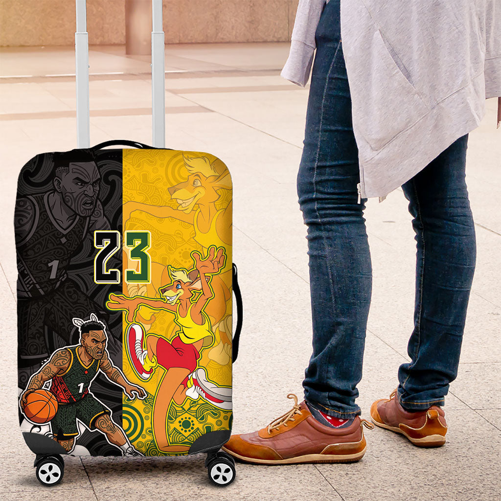 Aotearoa New Zealand And Australia Basketball Custom Luggage Cover Maori Tribal Tattoo And Aboriginal Dot Art Heritage LT03 Multicolor - Polynesian Pride