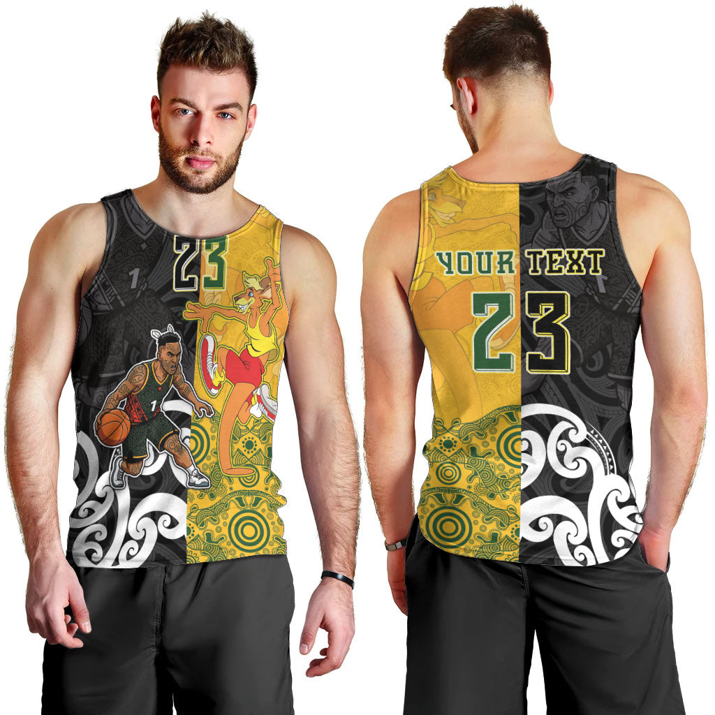 Aotearoa New Zealand And Australia Basketball Custom Men Tank Top Maori Tribal Tattoo And Aboriginal Dot Art Heritage LT03 - Polynesian Pride