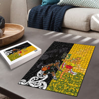Aotearoa New Zealand And Australia Basketball Custom Puzzle Maori Tribal Tattoo And Aboriginal Dot Art Heritage LT03 - Polynesian Pride