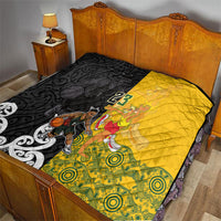 Aotearoa New Zealand And Australia Basketball Custom Quilt Maori Tribal Tattoo And Aboriginal Dot Art Heritage LT03 - Polynesian Pride