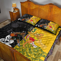 Aotearoa New Zealand And Australia Basketball Custom Quilt Bed Set Maori Tribal Tattoo And Aboriginal Dot Art Heritage LT03 - Polynesian Pride