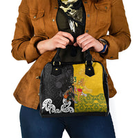 Aotearoa New Zealand And Australia Basketball Custom Shoulder Handbag Maori Tribal Tattoo And Aboriginal Dot Art Heritage LT03 - Polynesian Pride