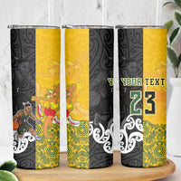Aotearoa New Zealand And Australia Basketball Custom Skinny Tumbler Maori Tribal Tattoo And Aboriginal Dot Art Heritage LT03 - Polynesian Pride