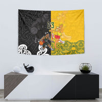 Aotearoa New Zealand And Australia Basketball Custom Tapestry Maori Tribal Tattoo And Aboriginal Dot Art Heritage LT03 - Polynesian Pride
