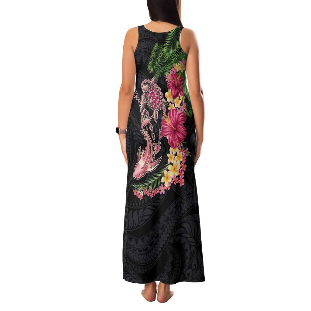 Hawaiian Tropical Plants Turtle and Shark Family Matching Tank Maxi Dress and Hawaiian Shirt Polynesian Art Tattoo LT03 - Polynesian Pride