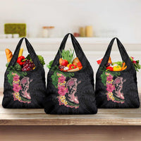 Hawaiian Tropical Plants Turtle and Shark Grocery Bag Polynesian Art Tattoo