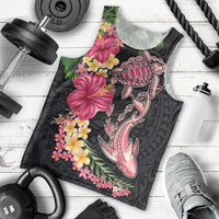Hawaiian Tropical Plants Turtle and Shark Men Tank Top Polynesian Art Tattoo