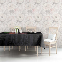 Hawaiian Tropical Plants Turtle and Shark Tablecloth Polynesian Art Tattoo