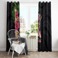 Hawaiian Tropical Plants Turtle and Shark Window Curtain Polynesian Art Tattoo