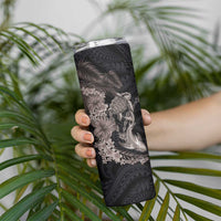 Hawaiian Tropical Plants Turtle and Shark Skinny Tumbler Polynesian Art Tattoo Grayscale Color LT03 - Polynesian Pride