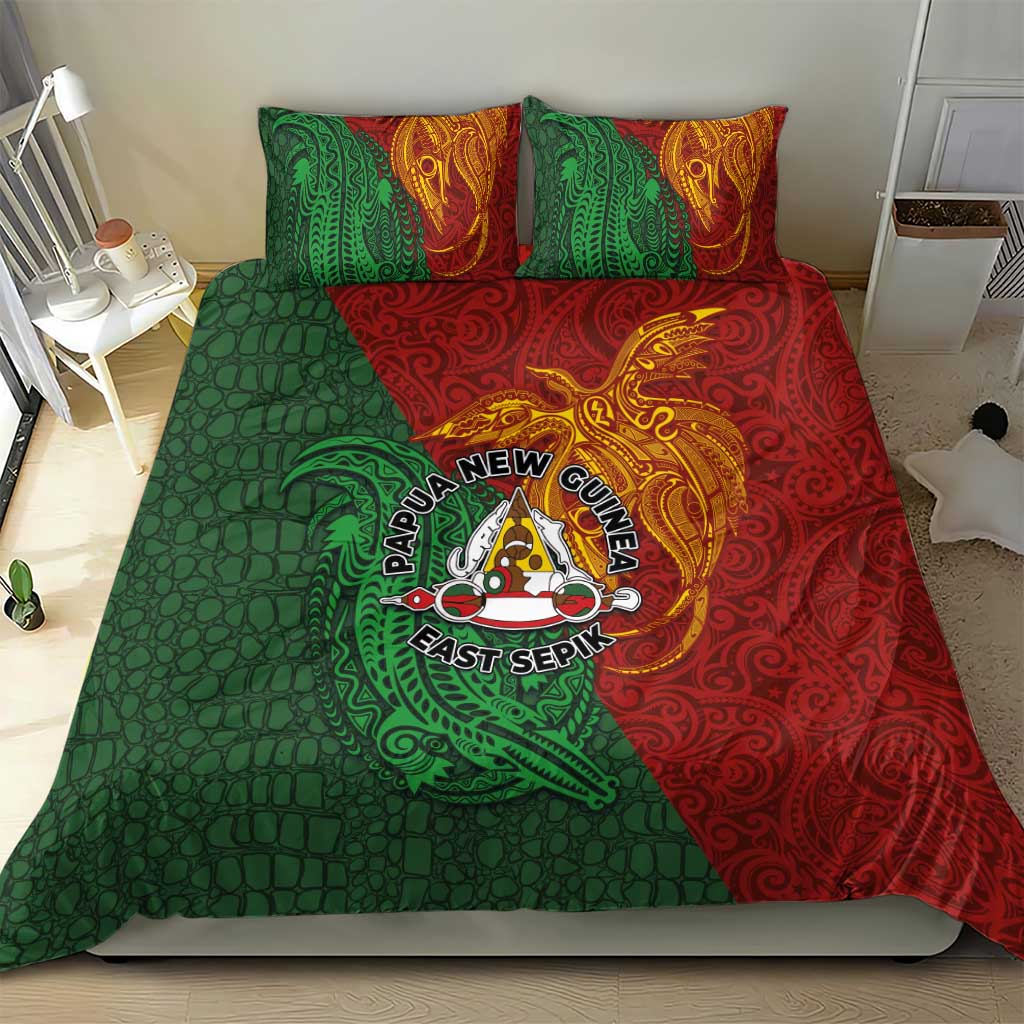 Papua New Guinea East Sepik Province Bedding Set Tribal Crocodile Birds of Paradise Melanesian Tattoo LT03 - Polynesian Pride