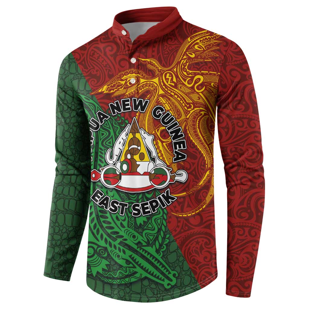 Papua New Guinea East Sepik Province Button Sweatshirt Tribal Crocodile Birds of Paradise Melanesian Tattoo LT03 - Polynesian Pride