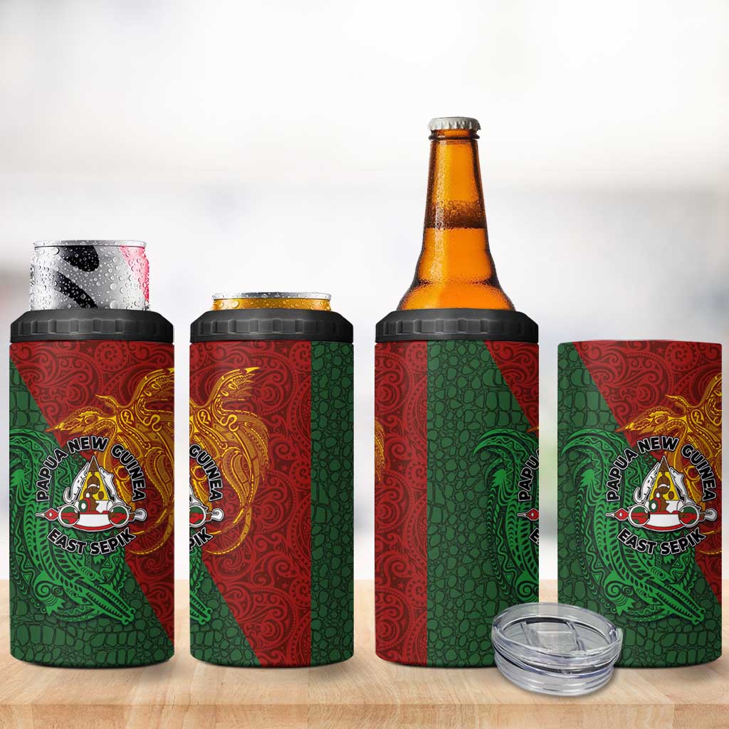 Papua New Guinea East Sepik Province 4 in 1 Can Cooler Tumbler Tribal Crocodile Birds of Paradise Melanesian Tattoo LT03 - Polynesian Pride
