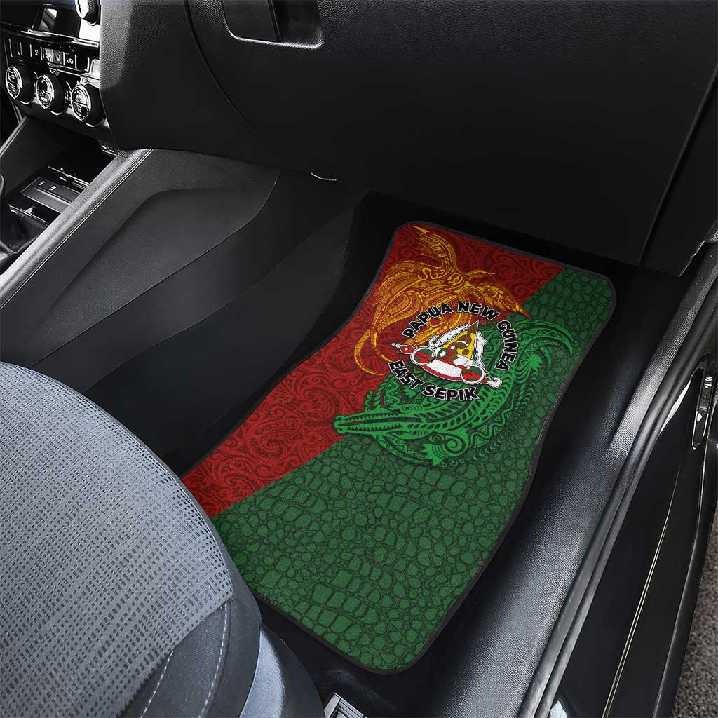 Papua New Guinea East Sepik Province Car Mats Tribal Crocodile Birds of Paradise Melanesian Tattoo LT03 - Polynesian Pride