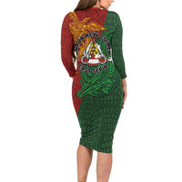 Papua New Guinea East Sepik Province Family Matching Long Sleeve Bodycon Dress and Hawaiian Shirt Tribal Crocodile Birds of Paradise Melanesian Tattoo LT03 - Polynesian Pride