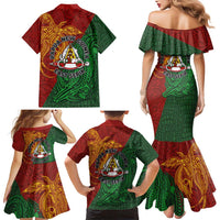 Papua New Guinea East Sepik Province Family Matching Mermaid Dress and Hawaiian Shirt Tribal Crocodile Birds of Paradise Melanesian Tattoo LT03 - Polynesian Pride