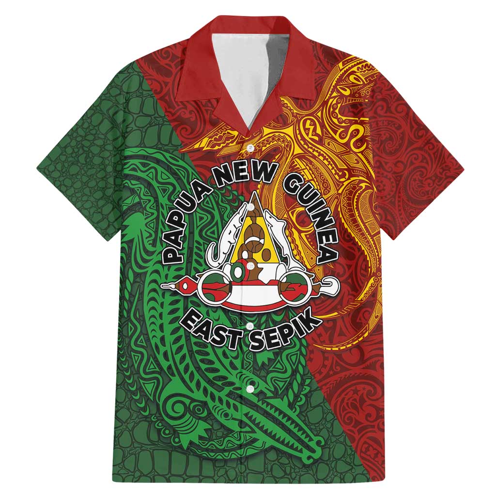 Papua New Guinea East Sepik Province Family Matching Mermaid Dress and Hawaiian Shirt Tribal Crocodile Birds of Paradise Melanesian Tattoo LT03 Dad's Shirt - Short Sleeve Green - Polynesian Pride