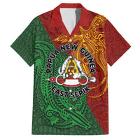 Papua New Guinea East Sepik Province Family Matching Off Shoulder Maxi Dress and Hawaiian Shirt Tribal Crocodile Birds of Paradise Melanesian Tattoo LT03 Dad's Shirt - Short Sleeve Green - Polynesian Pride