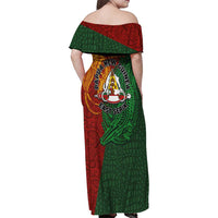 Papua New Guinea East Sepik Province Family Matching Off Shoulder Maxi Dress and Hawaiian Shirt Tribal Crocodile Birds of Paradise Melanesian Tattoo LT03 - Polynesian Pride