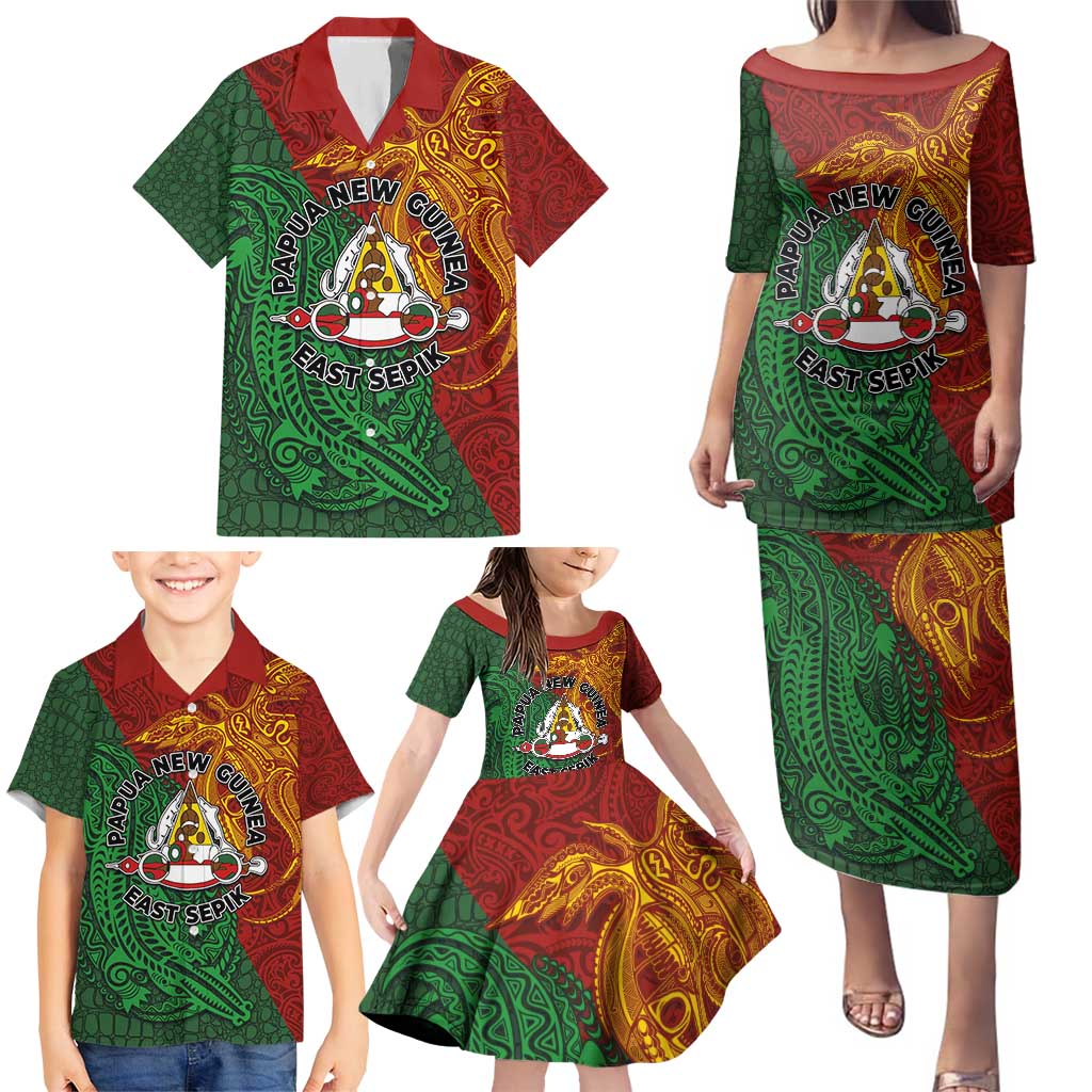 Papua New Guinea East Sepik Province Family Matching Puletasi and Hawaiian Shirt Tribal Crocodile Birds of Paradise Melanesian Tattoo LT03 - Polynesian Pride