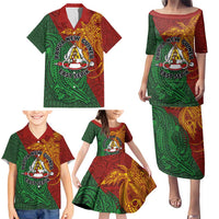Papua New Guinea East Sepik Province Family Matching Puletasi and Hawaiian Shirt Tribal Crocodile Birds of Paradise Melanesian Tattoo LT03 - Polynesian Pride