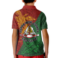 Papua New Guinea East Sepik Province Kid Polo Shirt Tribal Crocodile Birds of Paradise Melanesian Tattoo LT03 - Polynesian Pride
