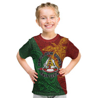 Papua New Guinea East Sepik Province Kid T Shirt Tribal Crocodile Birds of Paradise Melanesian Tattoo LT03 Green - Polynesian Pride