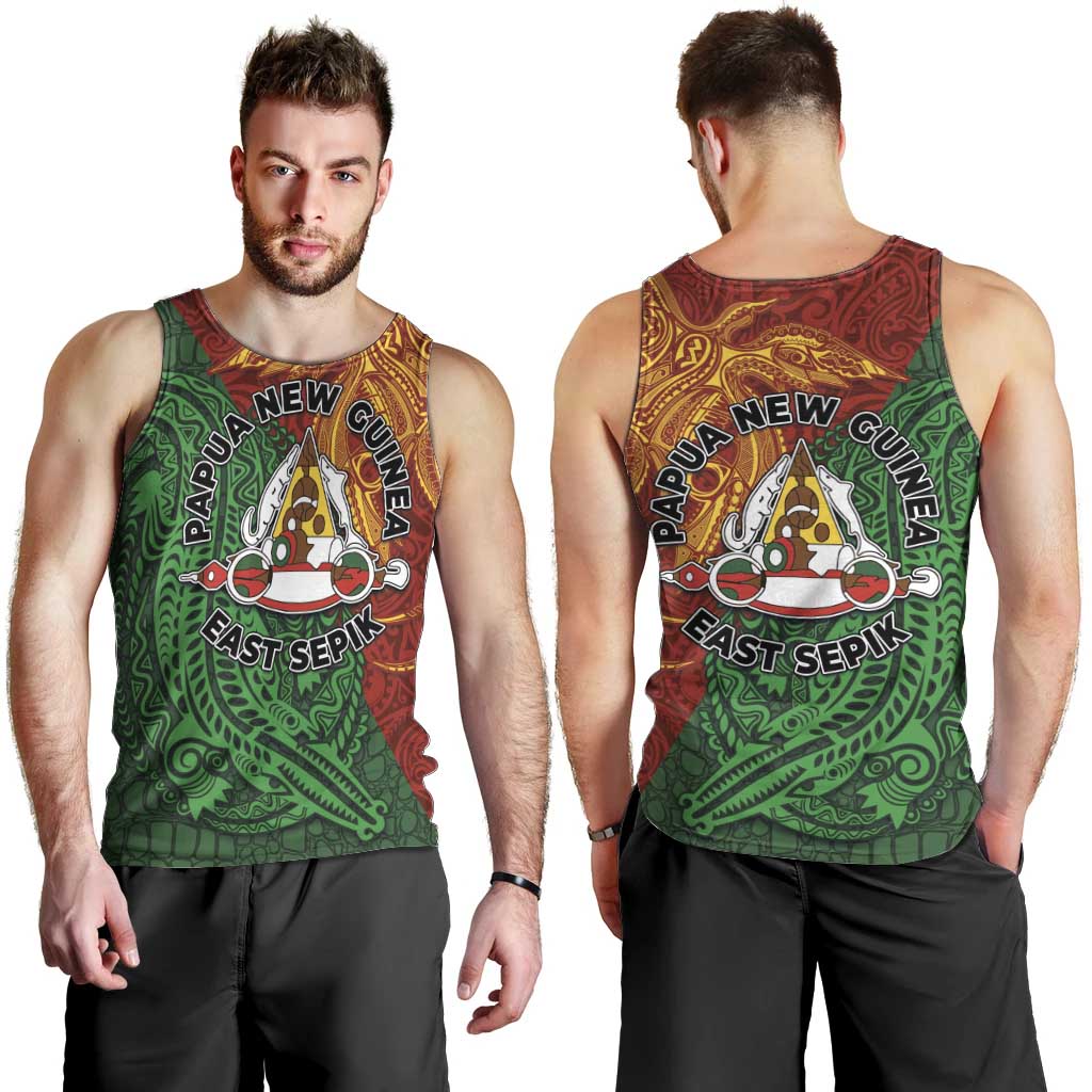 Papua New Guinea East Sepik Province Men Tank Top Tribal Crocodile Birds of Paradise Melanesian Tattoo LT03 - Polynesian Pride