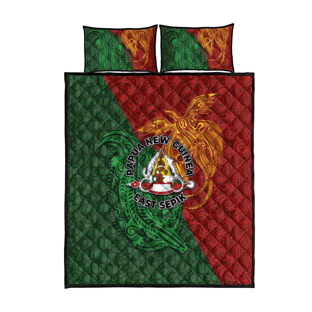 Papua New Guinea East Sepik Province Quilt Bed Set Tribal Crocodile Birds of Paradise Melanesian Tattoo LT03 - Polynesian Pride