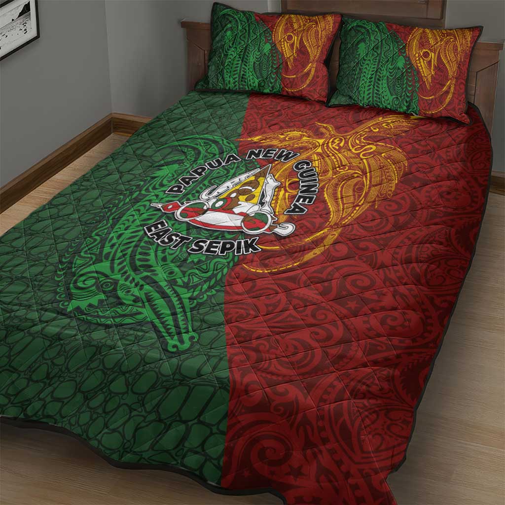 Papua New Guinea East Sepik Province Quilt Bed Set Tribal Crocodile Birds of Paradise Melanesian Tattoo LT03 - Polynesian Pride