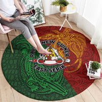 Papua New Guinea East Sepik Province Round Carpet Tribal Crocodile Birds of Paradise Melanesian Tattoo LT03 - Polynesian Pride