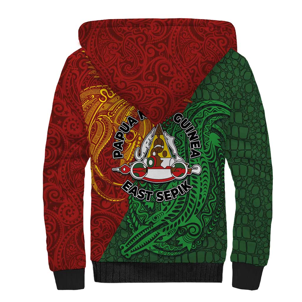 Papua New Guinea East Sepik Province Sherpa Hoodie Tribal Crocodile Birds of Paradise Melanesian Tattoo LT03 - Polynesian Pride