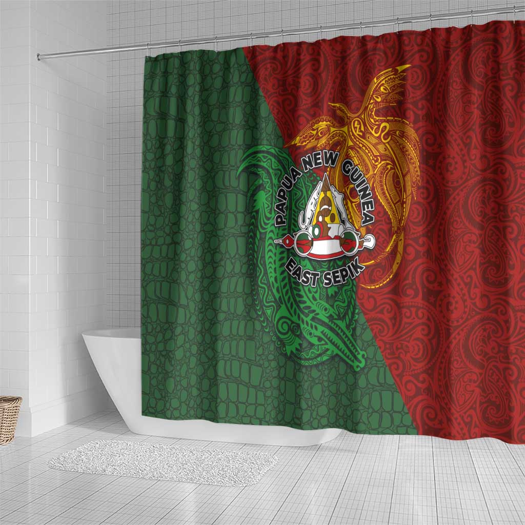 Papua New Guinea East Sepik Province Shower Curtain Tribal Crocodile Birds of Paradise Melanesian Tattoo LT03 - Polynesian Pride