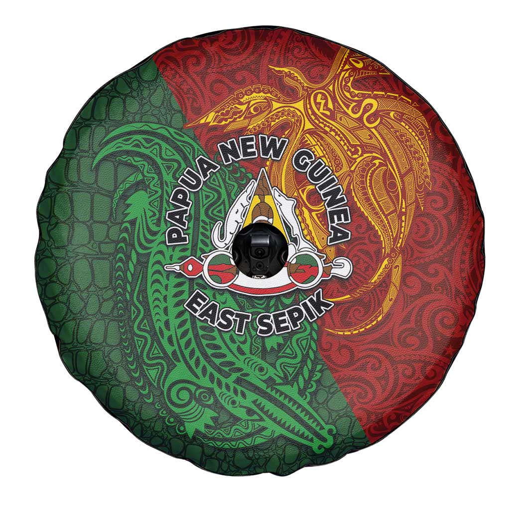 Papua New Guinea East Sepik Province Spare Tire Cover Tribal Crocodile Birds of Paradise Melanesian Tattoo LT03 - Polynesian Pride