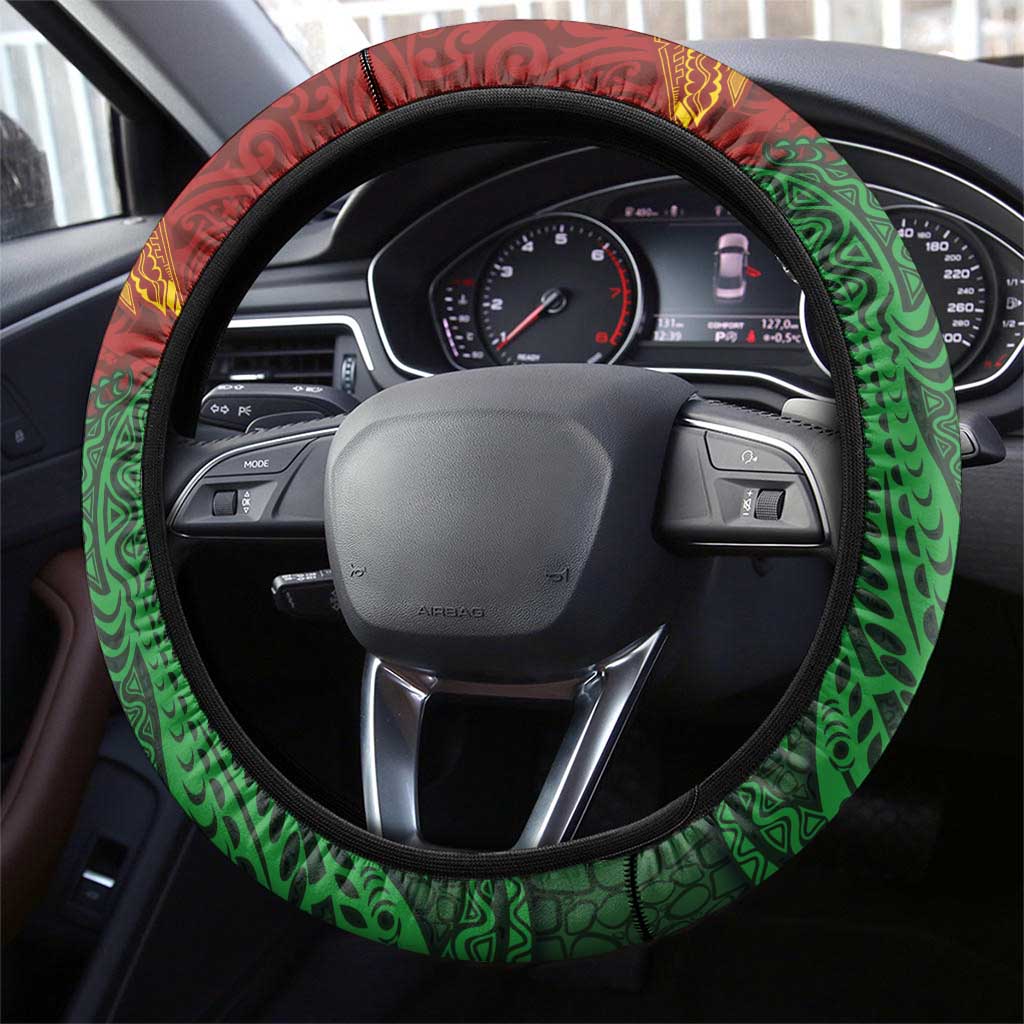 Papua New Guinea East Sepik Province Steering Wheel Cover Tribal Crocodile Birds of Paradise Melanesian Tattoo