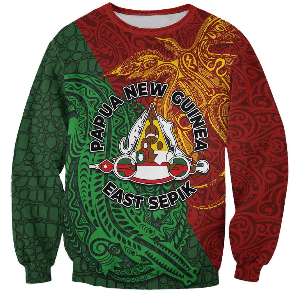 Papua New Guinea East Sepik Province Sweatshirt Tribal Crocodile Birds of Paradise Melanesian Tattoo LT03 Unisex Green - Polynesian Pride