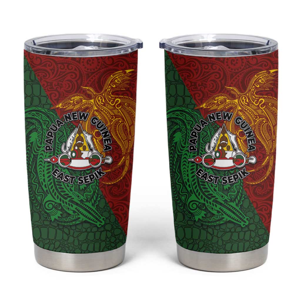 Papua New Guinea East Sepik Province Tumbler Cup Tribal Crocodile Birds of Paradise Melanesian Tattoo
