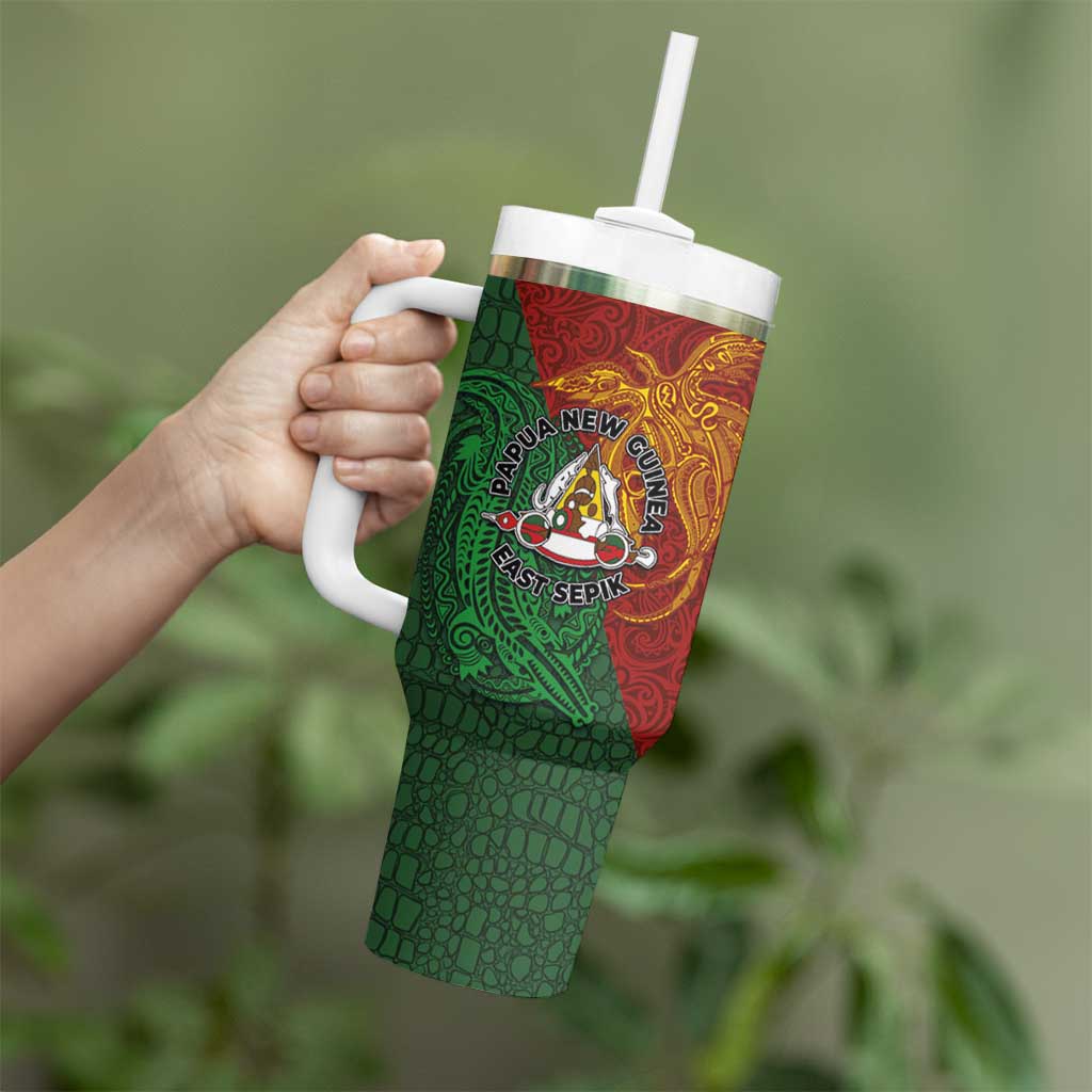 Papua New Guinea East Sepik Province Tumbler With Handle Tribal Crocodile Birds of Paradise Melanesian Tattoo LT03 - Polynesian Pride