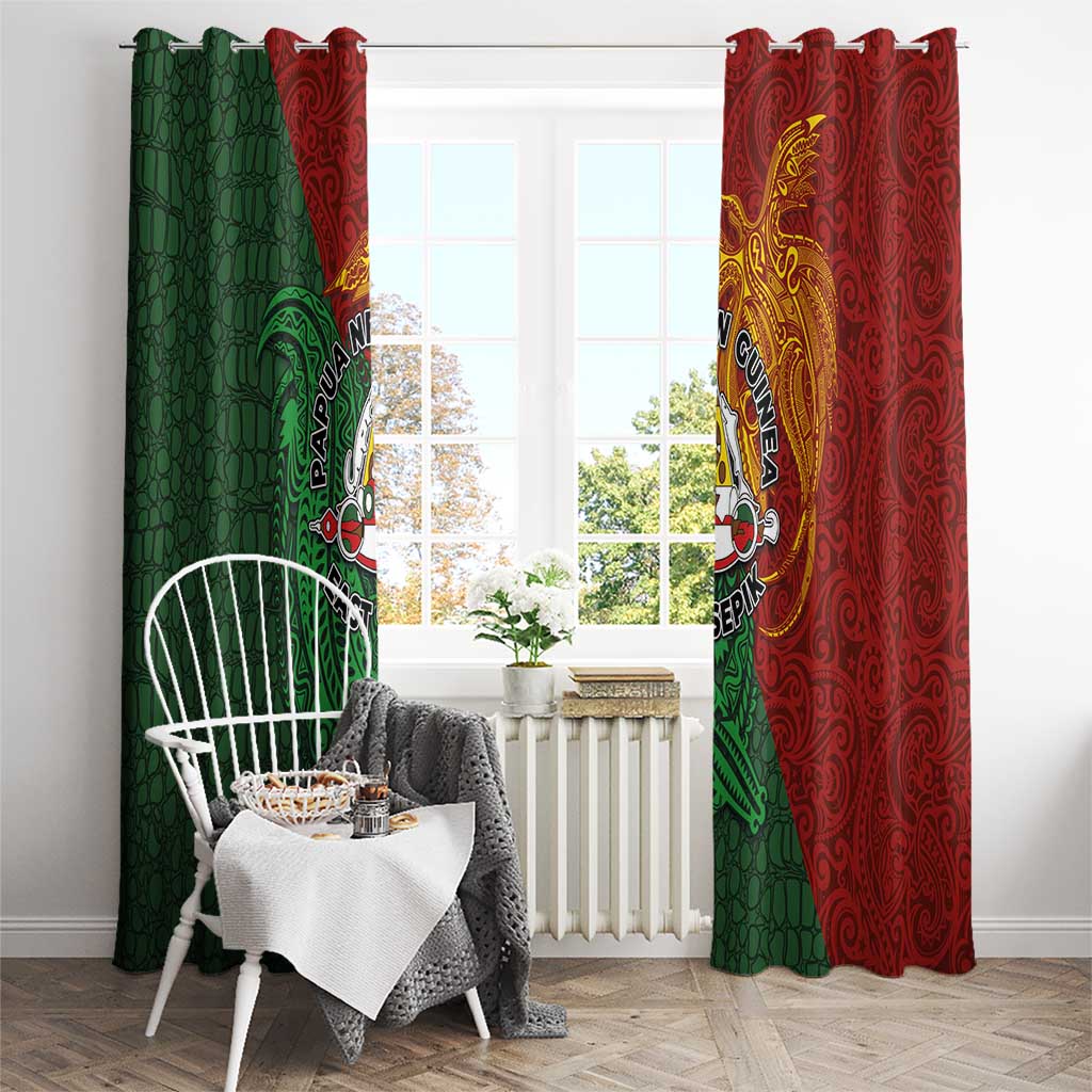 Papua New Guinea East Sepik Province Window Curtain Tribal Crocodile Birds of Paradise Melanesian Tattoo LT03 - Polynesian Pride