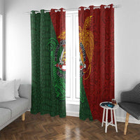 Papua New Guinea East Sepik Province Window Curtain Tribal Crocodile Birds of Paradise Melanesian Tattoo LT03 With Grommets Green - Polynesian Pride