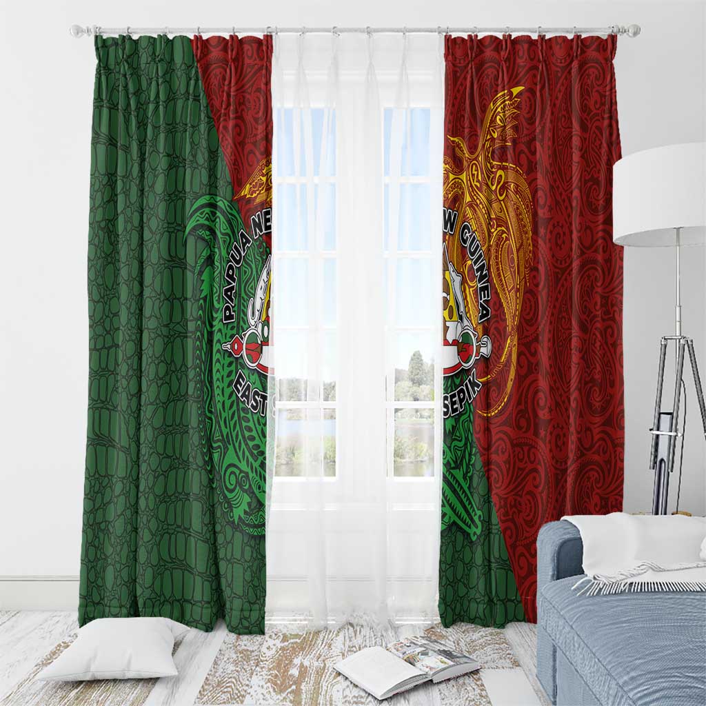 Papua New Guinea East Sepik Province Window Curtain Tribal Crocodile Birds of Paradise Melanesian Tattoo LT03 - Polynesian Pride