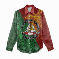 Papua New Guinea East Sepik Province Women Casual Shirt Tribal Crocodile Birds of Paradise Melanesian Tattoo LT03 - Polynesian Pride