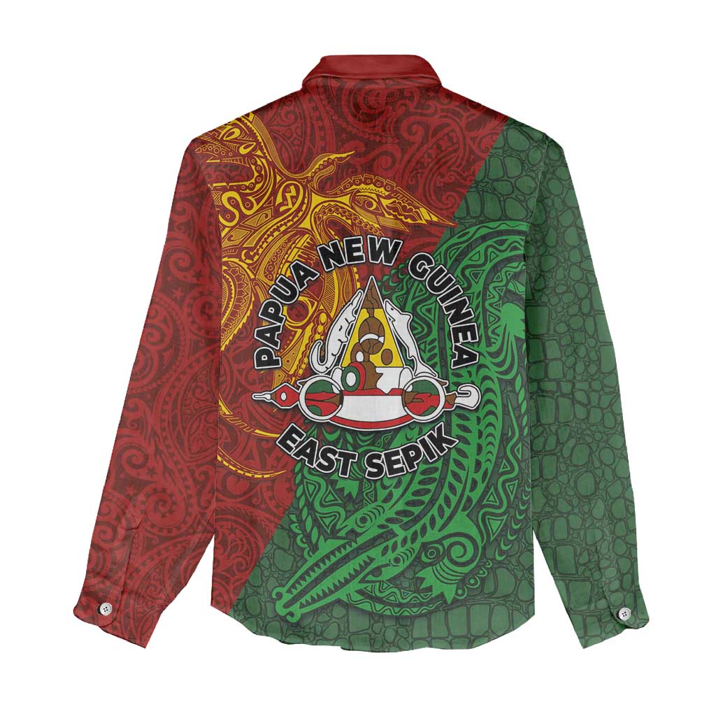 Papua New Guinea East Sepik Province Women Casual Shirt Tribal Crocodile Birds of Paradise Melanesian Tattoo LT03 - Polynesian Pride